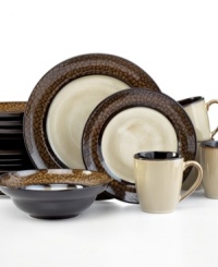 With crackling bands of reactive glaze contrasted against smooth cream, the Option Crackle dinnerware from Gibson brings an artistic, earthy accent to your table. With crackling bands of reactive glaze contrasted against smooth cream, the Option Crackle dinnerware from Gibson brings an artistic, earthy accent to your table.