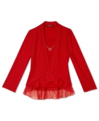 An effortless way to dress for the festive season. BCX will have her out the door in no time with this layered top, made complete with a delicate heart necklace. An effortless way to dress for the festive season. BCX will have her out the door in no time with this layered top, made complete with a delicate heart necklace.