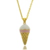 Lily Nily Children's 18k Gold Overlay White and Pink Enamel Ice Cream Cone Pendant