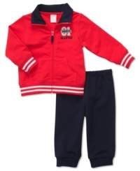 If being adorable was a race, he'd win first place. This track jacket and pants set by Carter's is just too cute. If being adorable was a race, he'd win first place. This track jacket and pants set by Carter's is just too cute.