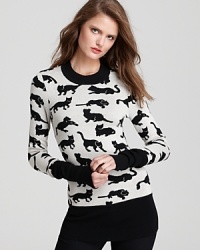 Black kittens prowl about this playful 10 Crosby Derek Lam sweater--the purr-fect statement piece for fall. Black kittens prowl about this playful 10 Crosby Derek Lam sweater--the purr-fect statement piece for fall.
