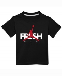 As cool as a cool breeze. He can hit the playground in inspired style with this Jumpman t-shirt from Nike. As cool as a cool breeze. He can hit the playground in inspired style with this Jumpman t-shirt from Nike.