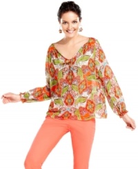 Channeling exotic locations, this vibrant top from Charter Club is a summery staple. Pair it with slim pants in a cheerful hue to make a statement. Channeling exotic locations, this vibrant top from Charter Club is a summery staple. Pair it with slim pants in a cheerful hue to make a statement.