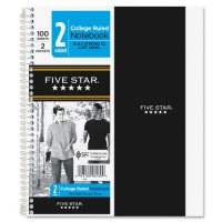 Five Star Wirebound Notebook, College Rule, 6 x 9-1/2, White, 100 Sheets/Pad (06180)