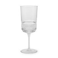 This retro Ralph Lauren white wine glass gleams in hand-blown crystal, accented with hand-cut vertical grooves at the base for a deco-inspired look. This retro Ralph Lauren white wine glass gleams in hand-blown crystal, accented with hand-cut vertical grooves at the base for a deco-inspired look.