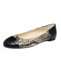 A wardrobe essential gets an exotic makeover from Jones New York. Snake-embossing spices up the Gillvany ballet flats to make everyday style a little more interesting! A wardrobe essential gets an exotic makeover from Jones New York. Snake-embossing spices up the Gillvany ballet flats to make everyday style a little more interesting!
