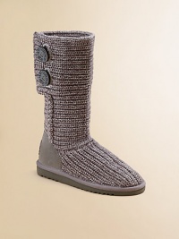 She'll love this knit design worn cuffed or slouched, with a lightweight EVA outsole and sheepskin insole for all day comfort. Two side buttons Shaft height, about 10½ Sheepskin Imported She'll love this knit design worn cuffed or slouched, with a lightweight EVA outsole and sheepskin insole for all day comfort. Two side buttons Shaft height, about 10½ Sheepskin Imported