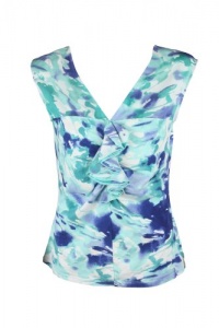 Anne Klein Womens Printed Ruffle V Neck Sleeveless Top Anne Klein Womens Printed Ruffle V Neck Sleeveless Top