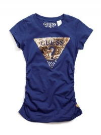 GUESS Kids Girls Big Girl Logo Tee with Sequins, BLUE (10/12)