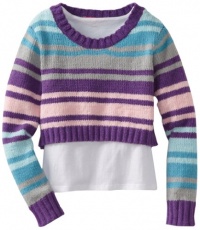 Energie Girls 7-16 Kelly Multistripe Twofer Sweater, Purple Combo, X-Large Energie Girls 7-16 Kelly Multistripe Twofer Sweater, Purple Combo, X-Large