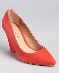In impossibly soft, matte nubuck leather, Pour La Victoire's Mai wedges boast a hot coral hue and a sleek shape. Pair them with an equally bright handbag for a colorful, trend-right look. In impossibly soft, matte nubuck leather, Pour La Victoire's Mai wedges boast a hot coral hue and a sleek shape. Pair them with an equally bright handbag for a colorful, trend-right look.