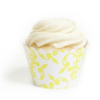 Dress My Cupcake Yellow Filigree Cupcake Wrappers, Set of 12