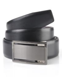 A sleek plaque buckle brings it all together on this reversible belt from Alfani. A sleek plaque buckle brings it all together on this reversible belt from Alfani.