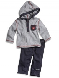 GUESS Kids Boys Newborn Hooded Pullover and Pants Set (0, GREY HEATHER (0/3M) GUESS Kids Boys Newborn Hooded Pullover and Pants Set (0, GREY HEATHER (0/3M)