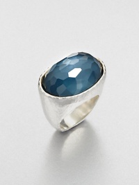 From the Wonderland Collection. A stunning faceted indigo doublet set in a modern, hammered sterling silver shank. Indigo doubletSterling silverDiameter, about 1.1Imported From the Wonderland Collection. A stunning faceted indigo doublet set in a modern, hammered sterling silver shank. Indigo doubletSterling silverDiameter, about 1.1Imported
