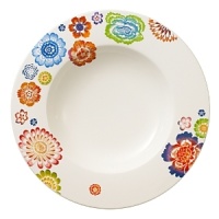Bright, cheerful blooms decorate this premium bone-china soup bowl from Villeroy & Boch. Mix it and match it with other pieces in the collection for endless creative combinations. Bright, cheerful blooms decorate this premium bone-china soup bowl from Villeroy & Boch. Mix it and match it with other pieces in the collection for endless creative combinations.