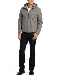 Calvin Klein Sportswear Men's Short Jacket With Hood, Concrete, Small Calvin Klein Sportswear Men's Short Jacket With Hood, Concrete, Small