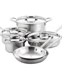 Only the best for you! This professional collection brings confidence back to your kitchen with attractive, uniquely shaped brushed stainless steel pieces that feature five alternating layers of aluminum and stainless steel for unrivaled heat distribution and retention. Compatible on all stovetops, this versatile collection masters the art of cooking. Lifetime warranty. Only the best for you! This professional collection brings confidence back to your kitchen with attractive, uniquely shaped brushed stainless steel pieces that feature five alternating layers of aluminum and stainless steel for unrivaled heat distribution and retention. Compatible on all stovetops, this versatile collection masters the art of cooking. Lifetime warranty.