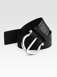 A casual look crafted from gancio-textured calfskin leather. Gunmetal buckle About 1½ wide Made in Italy A casual look crafted from gancio-textured calfskin leather. Gunmetal buckle About 1½ wide Made in Italy
