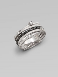 Truly sparkle in this white and black diamond accented 18k white gold design. 18k white goldWhite and black diamonds, .25 tcwWidth, about 1Made in Italy Truly sparkle in this white and black diamond accented 18k white gold design. 18k white goldWhite and black diamonds, .25 tcwWidth, about 1Made in Italy