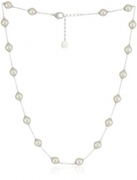 Majorica Sterling Silver 8mm White Round Pearls Illusion Necklace