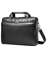 Put all of your electronics in one bag. Be prepared with this fully-stocked brief that has space for every essential with a PerfectFit™ system that secures a range of laptop sizes and front pocket organization with a padded tablet pocket. The slim and stylish portfolio design is checkpoint-friendly, so you pass through airport security hassle free. Put all of your electronics in one bag. Be prepared with this fully-stocked brief that has space for every essential with a PerfectFit™ system that secures a range of laptop sizes and front pocket organization with a padded tablet pocket. The slim and stylish portfolio design is checkpoint-friendly, so you pass through airport security hassle free.
