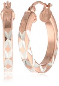 Rose Gold Plated Sterling Silver Square Tube Hoop Earrings Rose Gold Plated Sterling Silver Square Tube Hoop Earrings