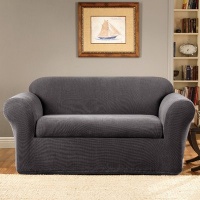 Sure Fit Stretch Metro 2-Piece Loveseat Slipcover, Gray Sure Fit Stretch Metro 2-Piece Loveseat Slipcover, Gray