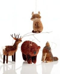 Into the woods. Breathe new life and personality into your tree with a menagerie of forest creatures made of natural buri. Featuring a raccoon, deer, bear and wolf, all from Martha Stewart Collection. Into the woods. Breathe new life and personality into your tree with a menagerie of forest creatures made of natural buri. Featuring a raccoon, deer, bear and wolf, all from Martha Stewart Collection.