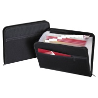 Globe-Weis 13-Pocket Fabric Zip File, Letter Size, Black (84087BLK)