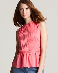 Potent neon imbues a lightweight Theory top with illuminating style, while pintucks and a ruffle peplum lend it feminine charm. Trend right for spring, the silhouette elevates off-duty denim for a delightful alternative to the usual jeans and tee. Potent neon imbues a lightweight Theory top with illuminating style, while pintucks and a ruffle peplum lend it feminine charm. Trend right for spring, the silhouette elevates off-duty denim for a delightful alternative to the usual jeans and tee.