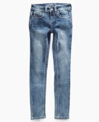 Stylish stitching. She can turn her wardrobe on its head in these skinny jeans from Revolution, with star pockets for style. Stylish stitching. She can turn her wardrobe on its head in these skinny jeans from Revolution, with star pockets for style.