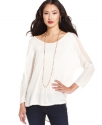 Swiss-dot lace panels on this Lucky Brand Jeans top adds a bit of sheer sweetness to your look! Swiss-dot lace panels on this Lucky Brand Jeans top adds a bit of sheer sweetness to your look!