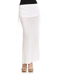 THE LOOKSlub knit constructionFold-down waistband with shirring and ties for cinchingDrawstring hemTHE FITAbout 37 from waist to hemTHE MATERIALRayonCARE & ORIGINHand washImportedModel shown is 5'10½ (179cm) wearing US size Small. THE LOOKSlub knit constructionFold-down waistband with shirring and ties for cinchingDrawstring hemTHE FITAbout 37 from waist to hemTHE MATERIALRayonCARE & ORIGINHand washImportedModel shown is 5'10½ (179cm) wearing US size Small.
