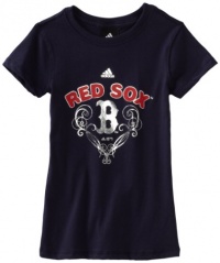 MLB Girls Boston Red Sox Team Jewels S/S Layered Fashion Fit Tee MLB Girls Boston Red Sox Team Jewels S/S Layered Fashion Fit Tee