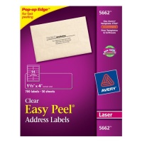 Avery 5662 Easy Peel 1-1/3 x 4 Clear Address Labels, 700 Count Avery 5662 Easy Peel 1-1/3 x 4 Clear Address Labels, 700 Count