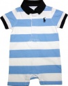 Ralph Lauren Layette Boys Striped Rugby Shortall, Lt Blue, 3 M