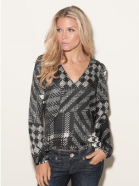 GUESS Gemma Houndstooth Top, JET BLACK/PORCELAIN MULTI (MEDIUM) GUESS Gemma Houndstooth Top, JET BLACK/PORCELAIN MULTI (MEDIUM)