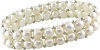 6.5-7mm Cultured Pearl Double-Strand Elastic Bracelet w/Sterling Silver Beads