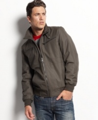 Take the edge off. Stay comfortable, dry and have cool-kid style all at the same time with this water-resistant moto jacket from Buffalo David Bitton. Take the edge off. Stay comfortable, dry and have cool-kid style all at the same time with this water-resistant moto jacket from Buffalo David Bitton.