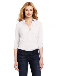 Splendid Women's Double Pocket Shirt, White, Small