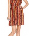 Lucky Brand Jordana Dress, Summer Nights Mayan Tribal Red Multi Print Dress