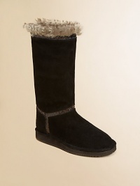 Crafted in supple suede with a fuzzy, faux fur lining, these ultra-cozy, ultra-cute boots will keep her feet warm and dry.Pull-onSuede upperFaux fur liningRubber solePadded faux fur insoleImported Crafted in supple suede with a fuzzy, faux fur lining, these ultra-cozy, ultra-cute boots will keep her feet warm and dry.Pull-onSuede upperFaux fur liningRubber solePadded faux fur insoleImported