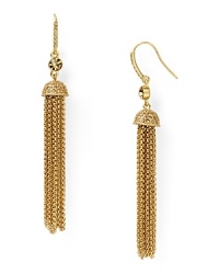 Make a dramatic statement with this pair of gold-plated earrings from Carolee, accented by fringed chain links and inset crystals. Make a dramatic statement with this pair of gold-plated earrings from Carolee, accented by fringed chain links and inset crystals.