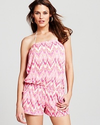 Perfect playful style with this romper from Shoshanna, in an optic print and easy-to-wear shape. Slip this style over a favorite suit to work beach-to-boardwalk cool. Perfect playful style with this romper from Shoshanna, in an optic print and easy-to-wear shape. Slip this style over a favorite suit to work beach-to-boardwalk cool.