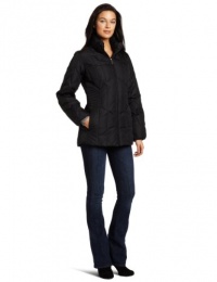Larry Levine Women's Slimming Down Filled Jacket with Hidden Hood Larry Levine Women's Slimming Down Filled Jacket with Hidden Hood