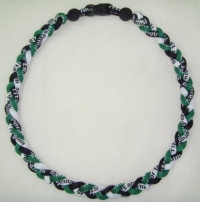 Titanium Tornado Baseball Necklace Green Black White 18inch Titanium Tornado Baseball Necklace Green Black White 18inch