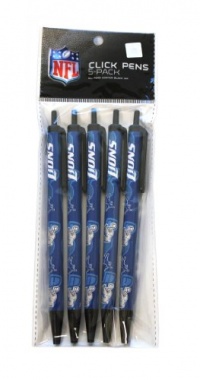 NFL Detroit Lions Disposable Black Ink Click Pens, 5-Pack NFL Detroit Lions Disposable Black Ink Click Pens, 5-Pack