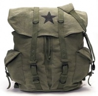 Olive Drab - Classic Army Style Backpack w/Black Star Emblem Olive Drab - Classic Army Style Backpack w/Black Star Emblem