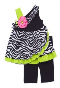 Rare Editions Girls Lime Ruffled Zebra Dress Set 5 (S751003) Rare Editions Girls Lime Ruffled Zebra Dress Set 5 (S751003)